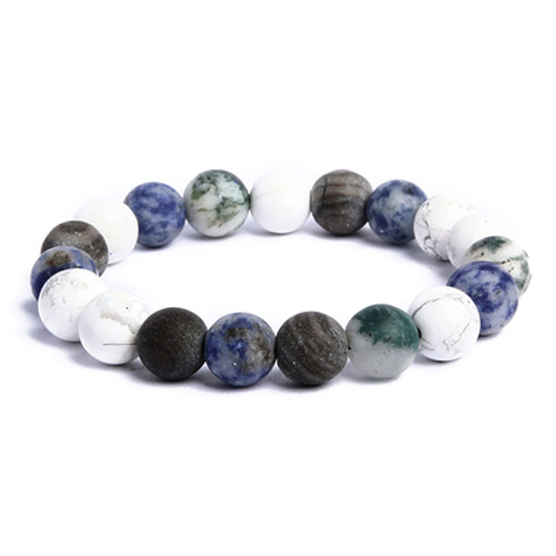Unisex Geometric Round Gemstone Beaded Bracelet Solar System Planet Design Handmade Jewelry