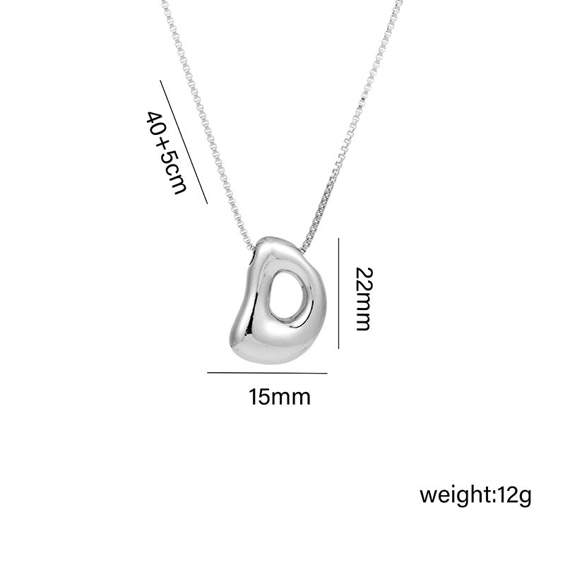 Collar con colgante de acero titanio con forma de letra minimalista y chapado en oro para mujer