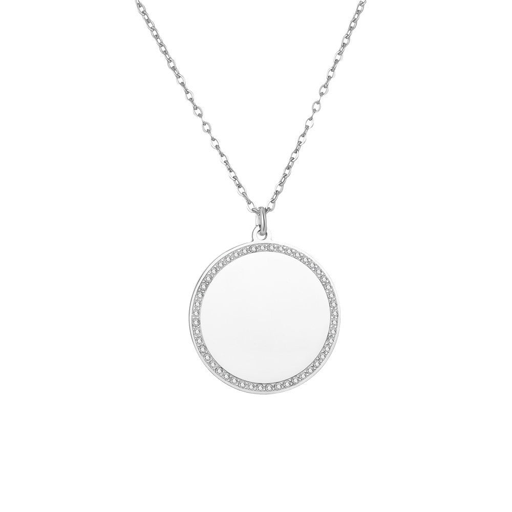 Collar Colgante Geométrico Redondo Minimalista para Mujer Acero Inoxidable con Incrustaciones de Zirconia Accesorio de Lujo Bañado