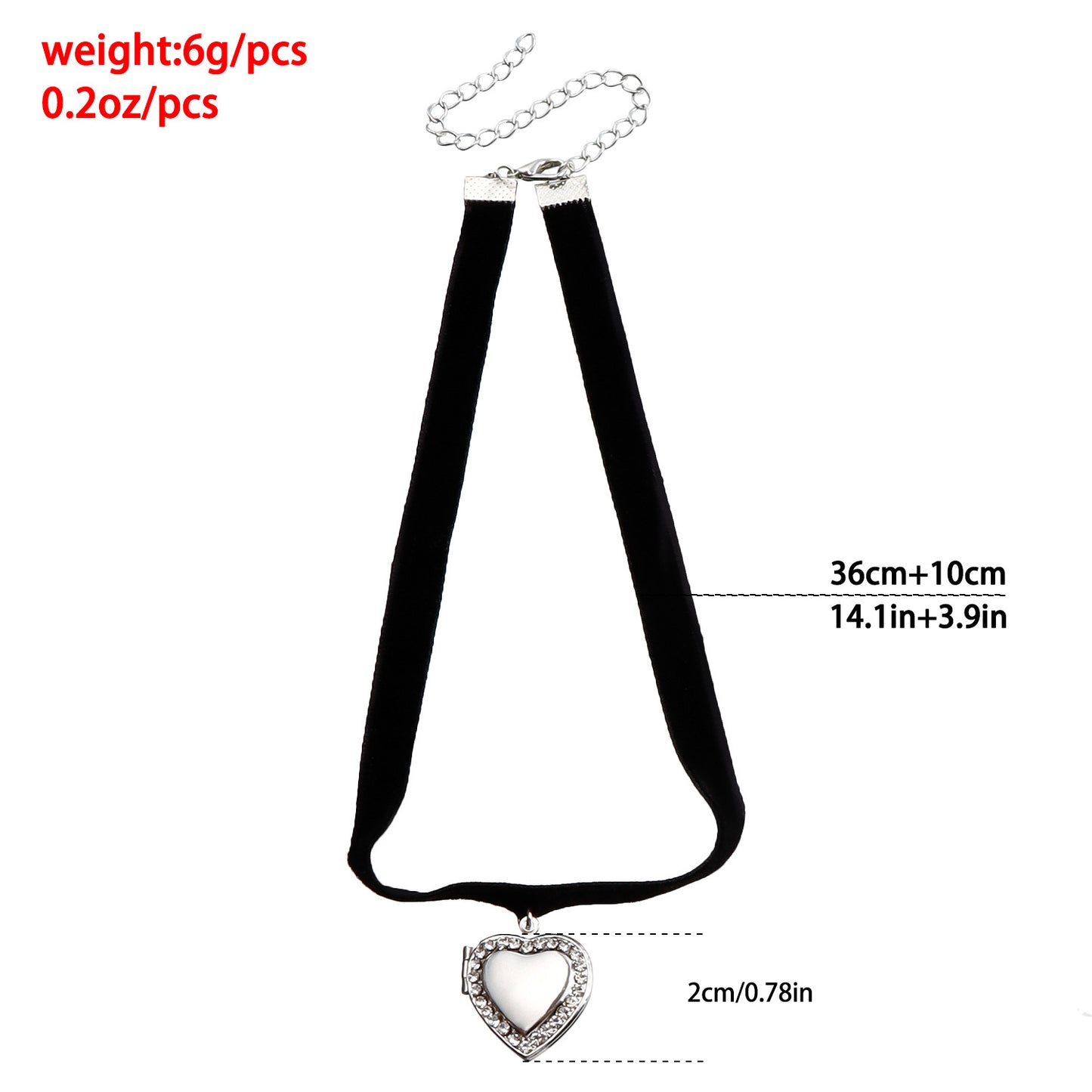 Minimalist Black Satin Ribbon Heart Pendant Necklace for Women with Rhinestone Inlay and Gold Plated Alloy