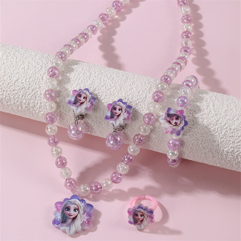Collana Minimalista in Resina con Fiocco per Bambini con Finitura Lucida, Catenina a Sfere Rotonde Regolabile per Età dai 3 ai 10 Anni