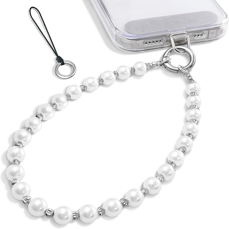 Luxury Business Round Geometric Pearl Crystal Keychain Pendant