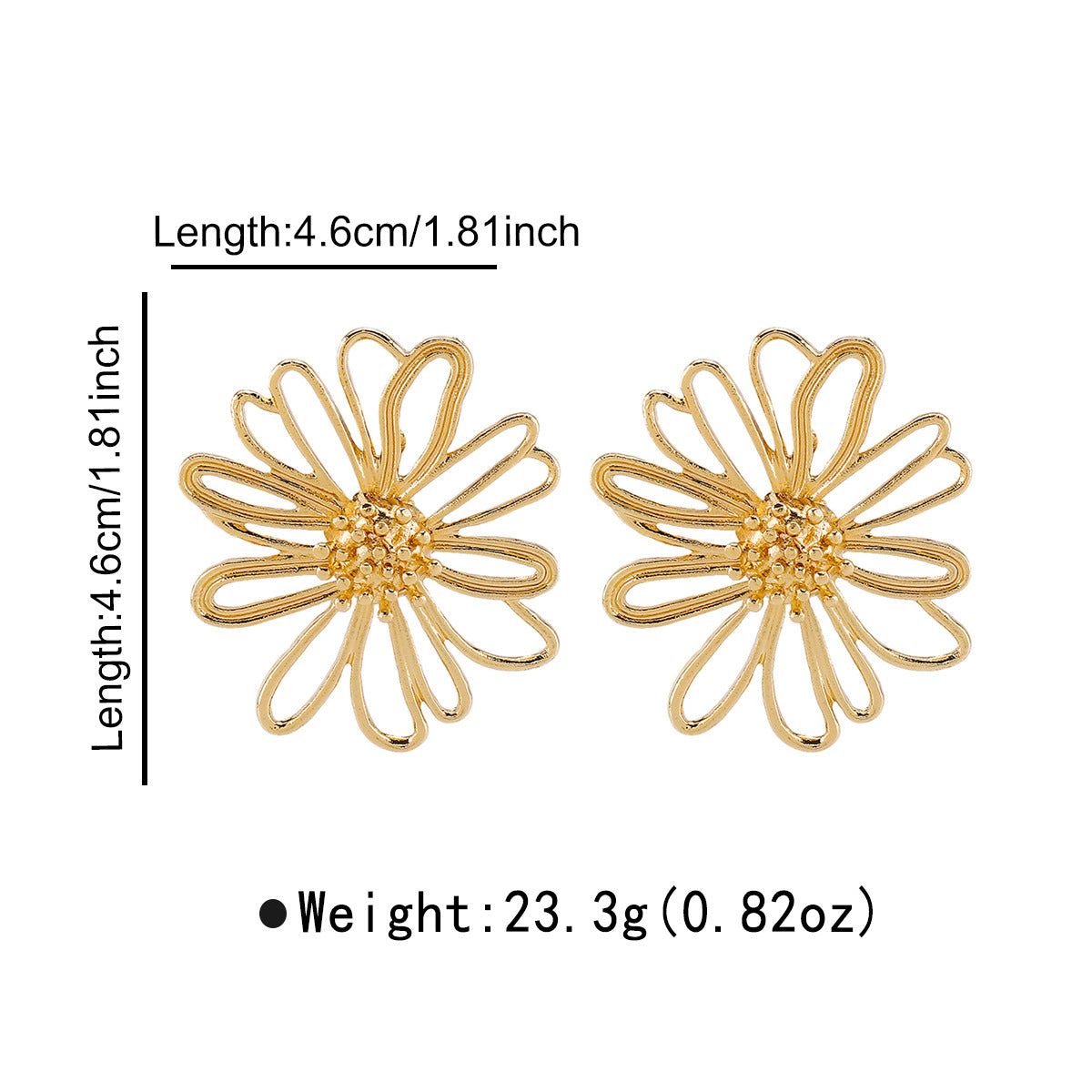 Vintage Oversized Floral Alloy Earrings with Geometric Shape and Plated Finish for Women