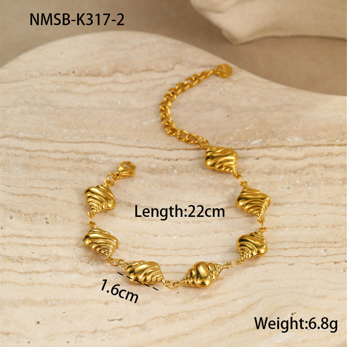 Fashionable Ocean-Inspired Hollow Star Shell Heart Stainless Steel Bracelet with Plating Finish for Women