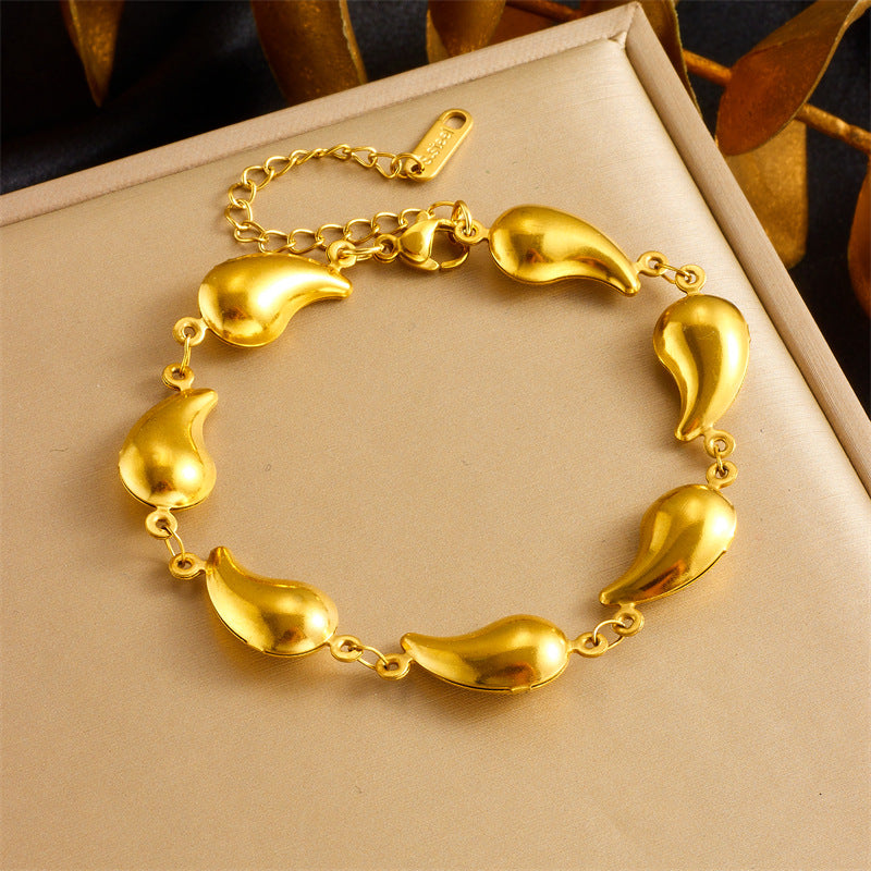 Minimalist Punk Geometric Oval Teardrop Plated Stainless Steel Bracelet