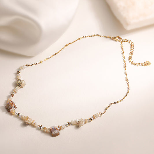 Minimalist Geometric Stainless Steel Shell Necklace for Women
