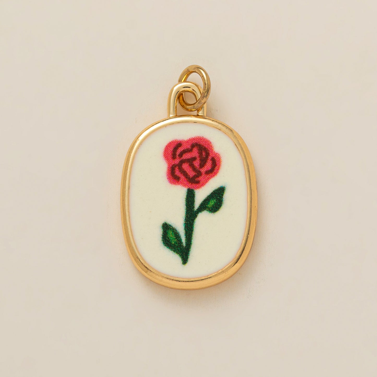 Minimalist Sweet Round Heart Floral Brass Drip Oil Plated Charm Bar Pendant