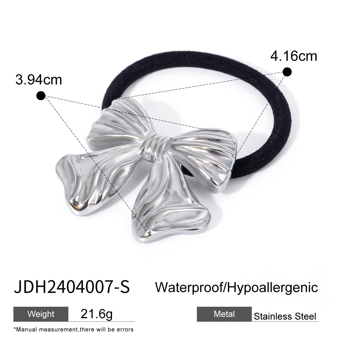 Ins Style 18K Gold Plated Stainless Steel Geometric U-Shape Black Elastic Hair Rope