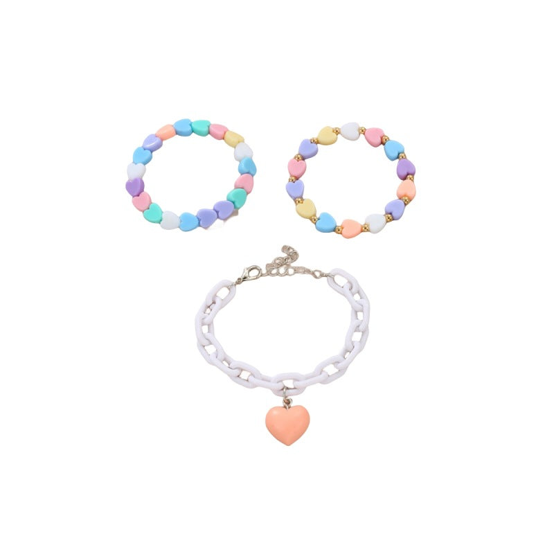 Juego de tobilleras decorativas de oso, corazón y estrella de estilo chic para niños, hecho de resina plástica