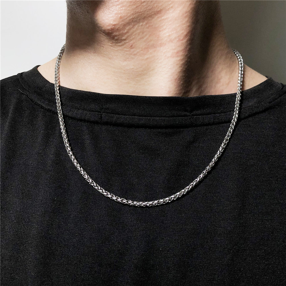 Hip-hop Minimalist Geometric Titanium Steel Singapore Chain Necklace Unisex