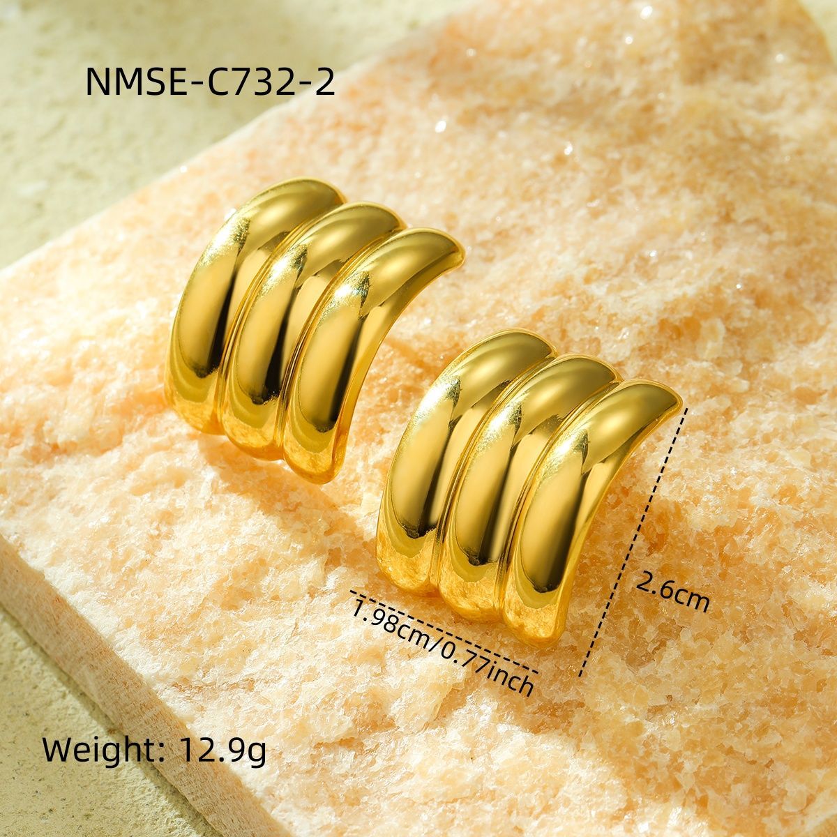 Orecchini a Mezzocerchio Geometrici Minimalisti da Donna in Acciaio Inossidabile Placcati Oro 18K