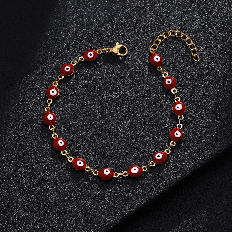 Bracciale alla moda in acciaio al titanio a forma di occhio per donna con smalto, gioielli dell'amicizia carini ed eleganti