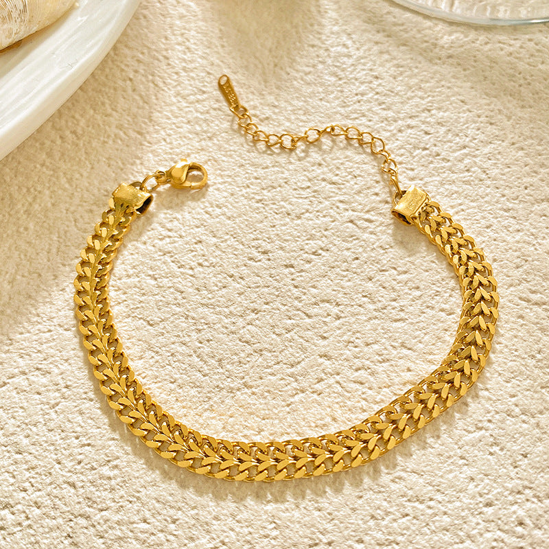 Vintage Minimalist Luxury Round Geometric Plated Titanium Steel Bracelet