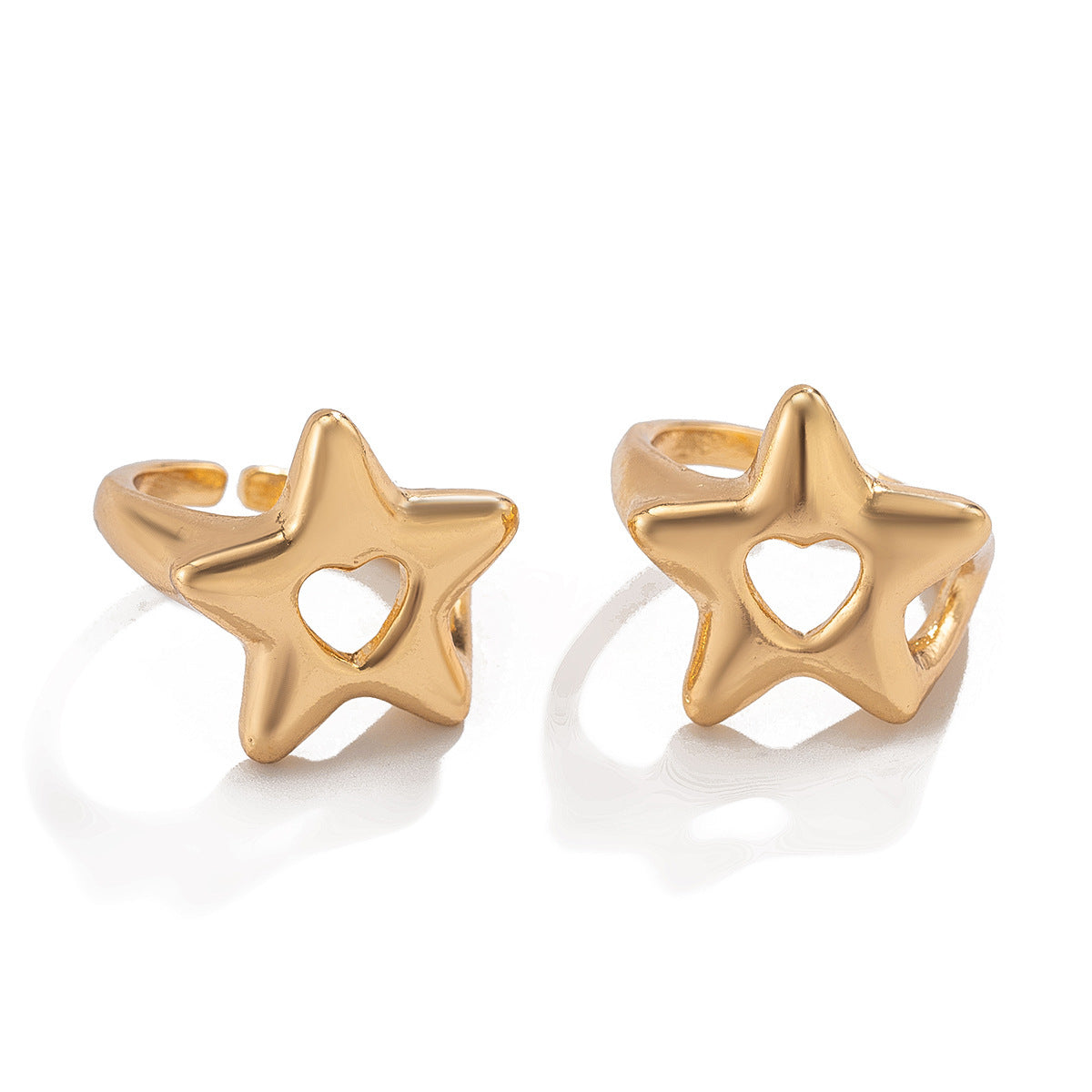 Elegant Star Heart Shaped Alloy Plated Ring Set for Women