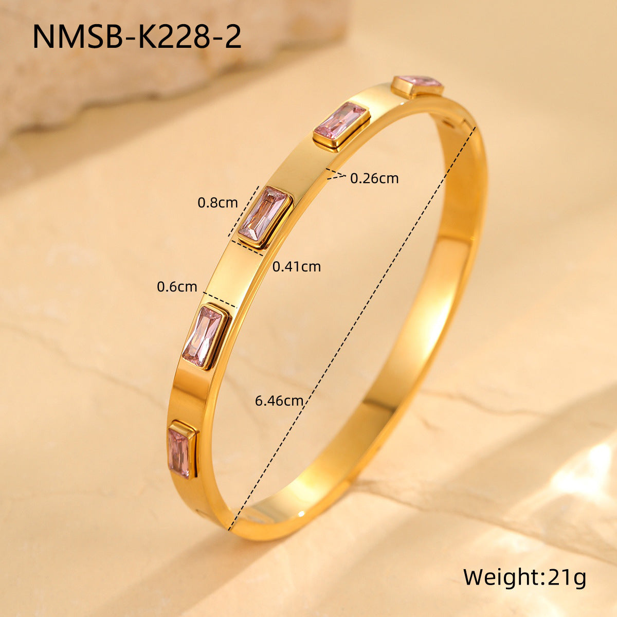 Minimalist Emerald Green Square Zircon Stainless Steel Bracelet for Women with Plated Finish