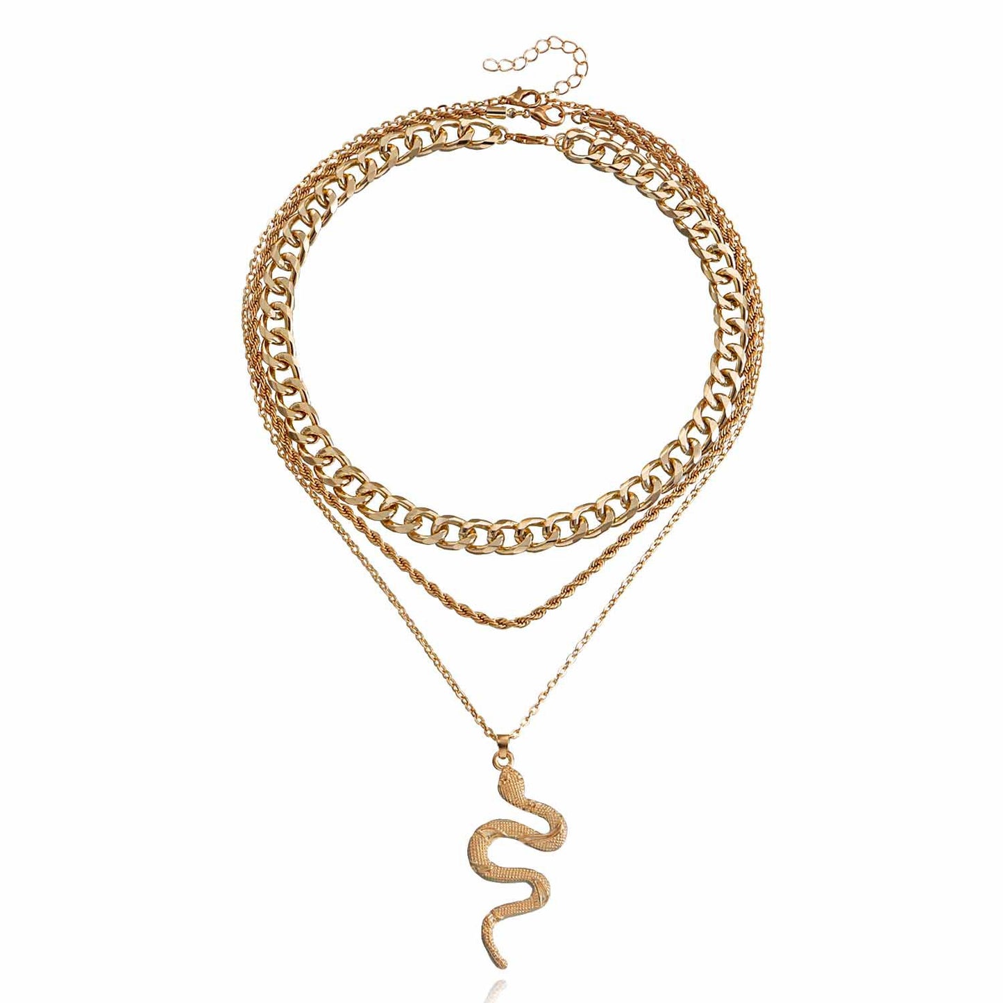 Minimalist Snake Shape Alloy Pendant Necklace for Women with Plated Finish and Geometric Design