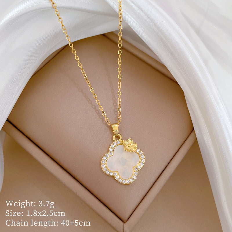 Set di collana e orecchini di lusso in acciaio al titanio geometrico con strass per donna
