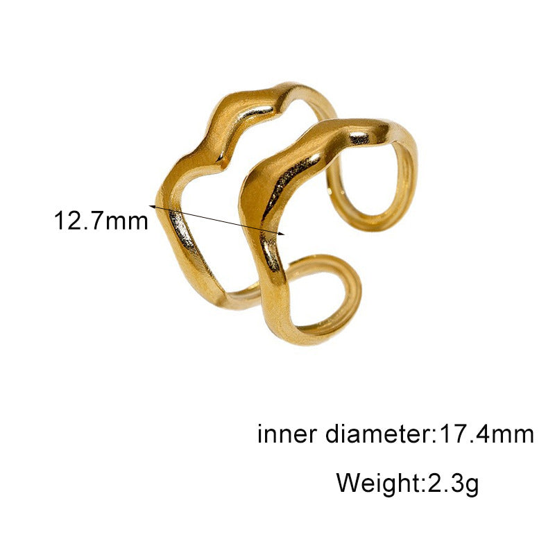Minimalist Geometric Round Plated Stainless Steel Open Ring for Women