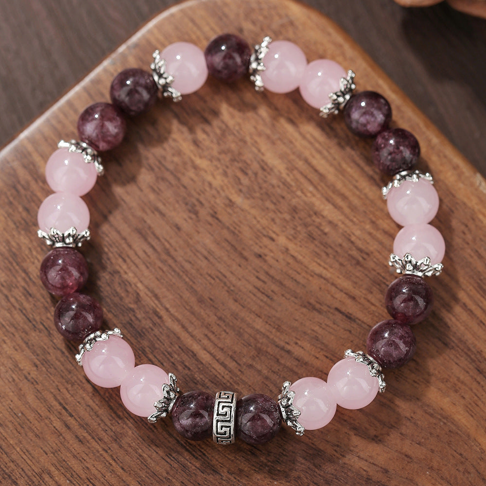 Handmade Round Natural Stone Bracelet with Citrine Tiger Eye and Hematite for Unisex