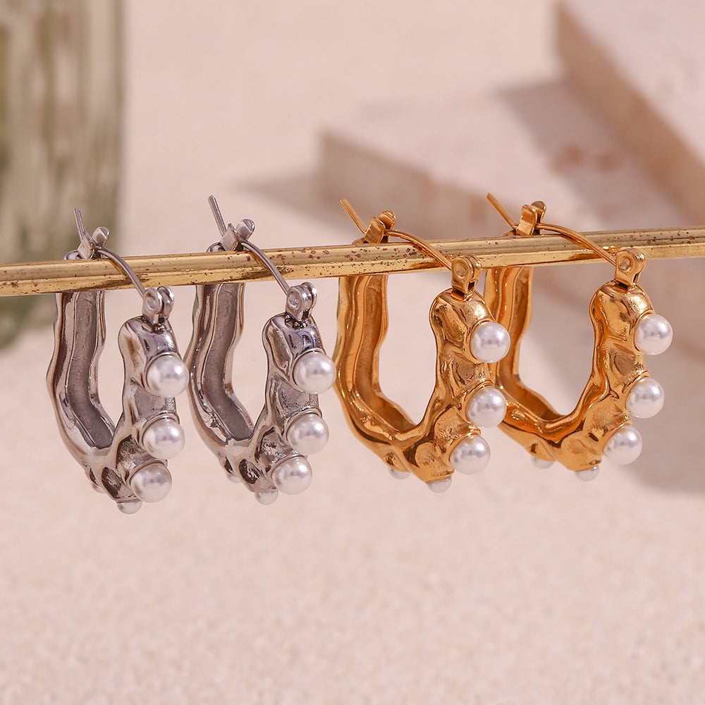 Minimalist U-Shaped Stainless Steel Hoop Earrings for Women with 18K Gold Plating