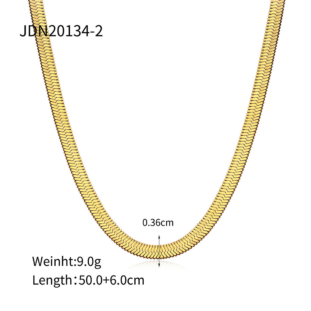 Trendy Geometric 18K Gold Plated Stainless Steel Snake Chain Necklace for Women