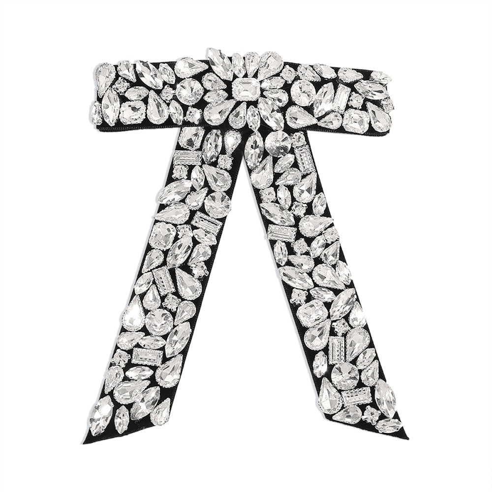 Chic Bow-Shaped Rhinestone Hair Clip with Spring Mechanism for Women