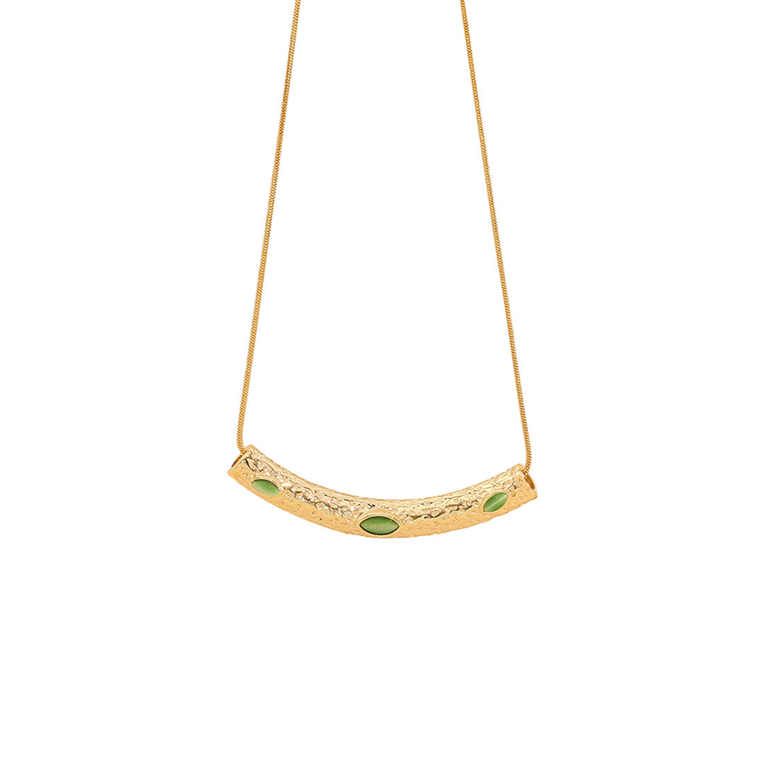 Irregular Textured Stainless Steel Geometric Pendant Necklace for Women with Plated Finish