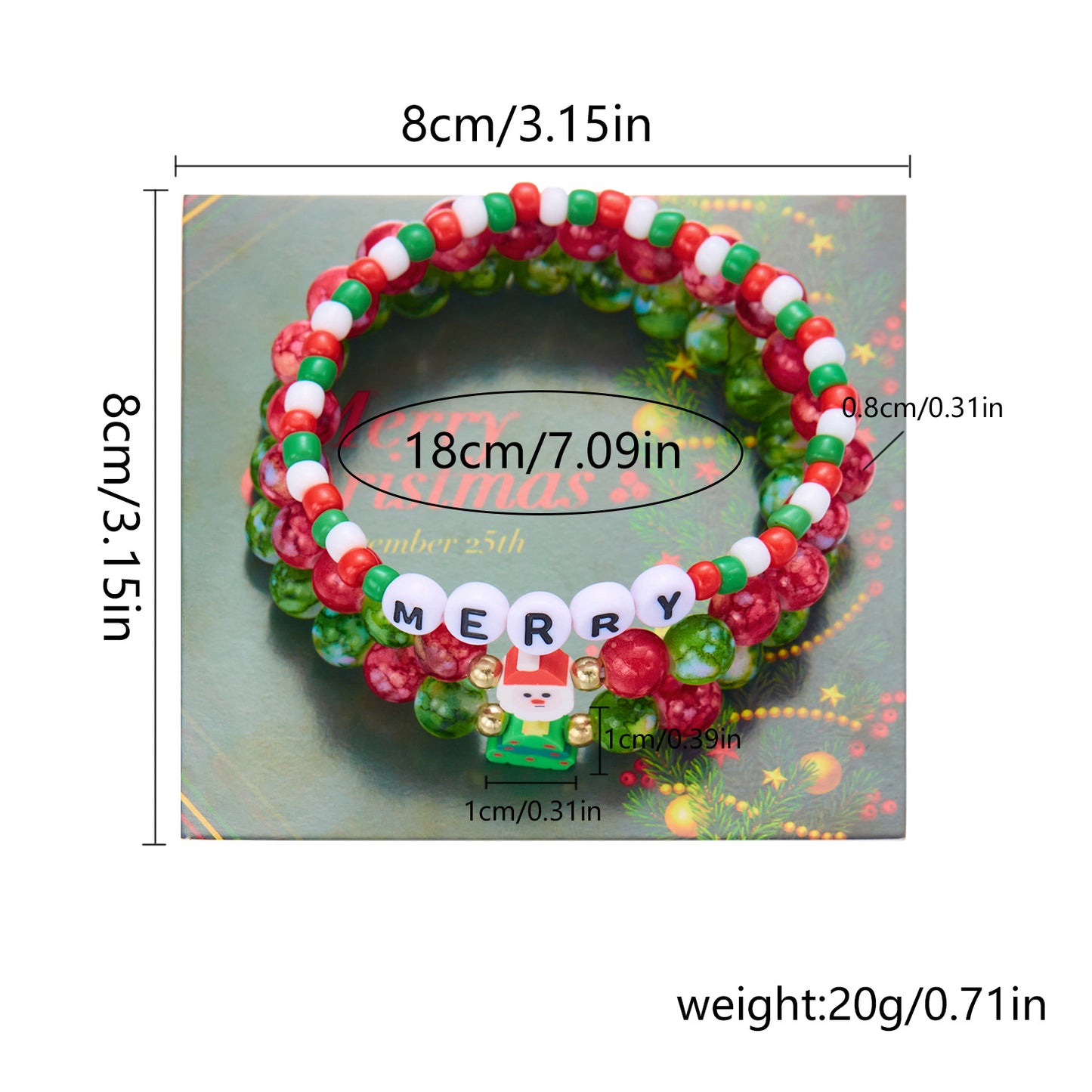 Set di braccialetti con perline e lettere a tema natalizio fatti a mano per donne con ciondolo a Babbo Natale, accessorio alla moda per le feste