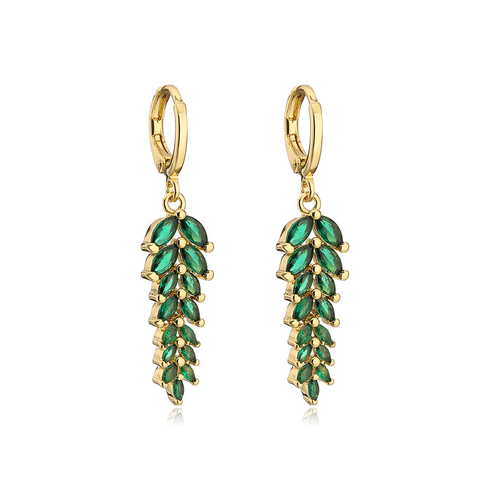 Minimalist Geometric Leaf-Shaped Copper Earrings with 18K Gold Plating for Women
