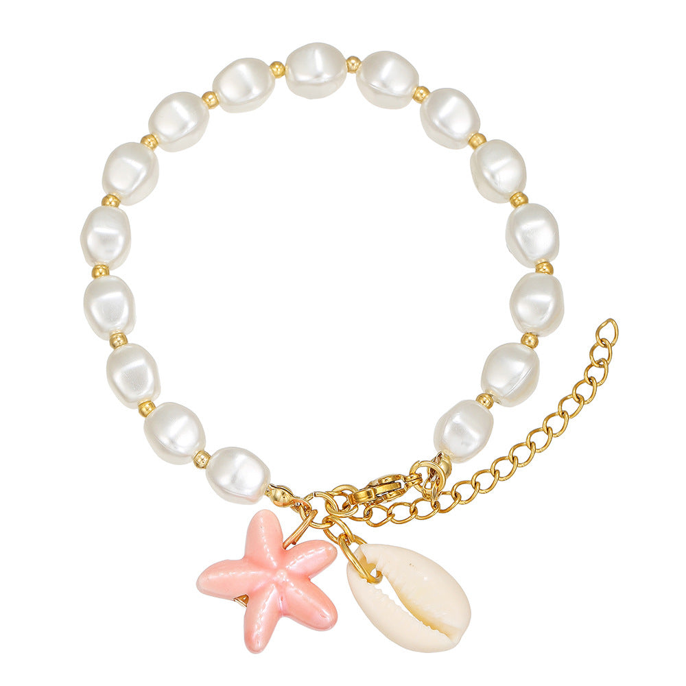 Sweet Geometric Turquoise Ceramic Imitation Pearl Bracelet for Unisex