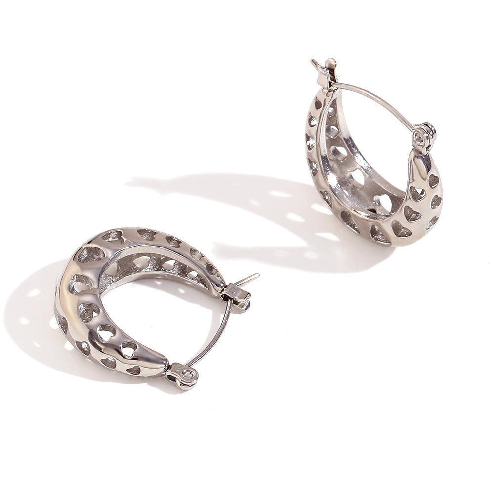 Vintage Geometric Stainless Steel Earrings with 18K Gold Plating for Women