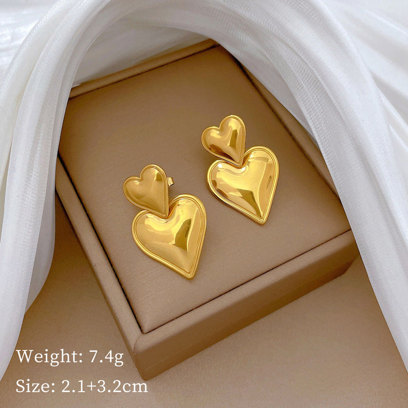 Minimalist Sweet Geometric Titanium Steel Plated Stud Earrings