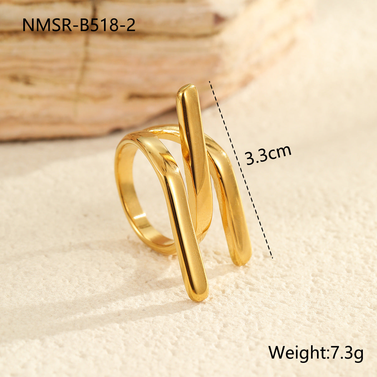 Anillo minimalista geométrico de acero de titanio para mujer con acabado chapado, banda personalizada de acero inoxidable de alta gama