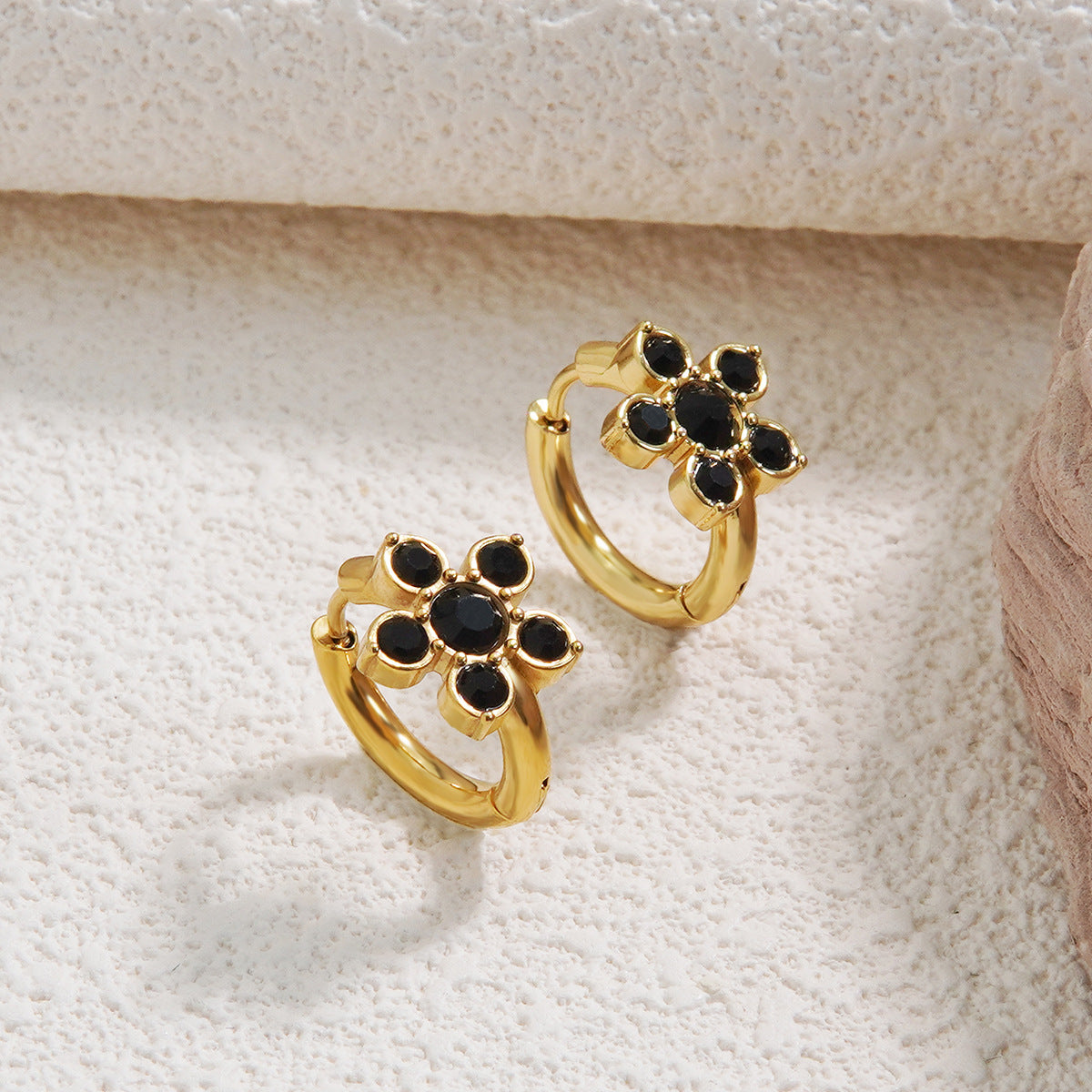 Sweet Floral Plated Stainless Steel Earrings