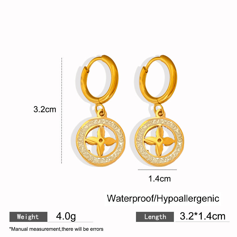 Elegant Titanium Steel Drip Oil Plated Stud Earrings for Women