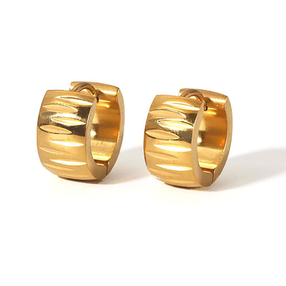 Minimalist Geometric Stainless Steel Hoop Earrings with 18K Gold Plating for Women