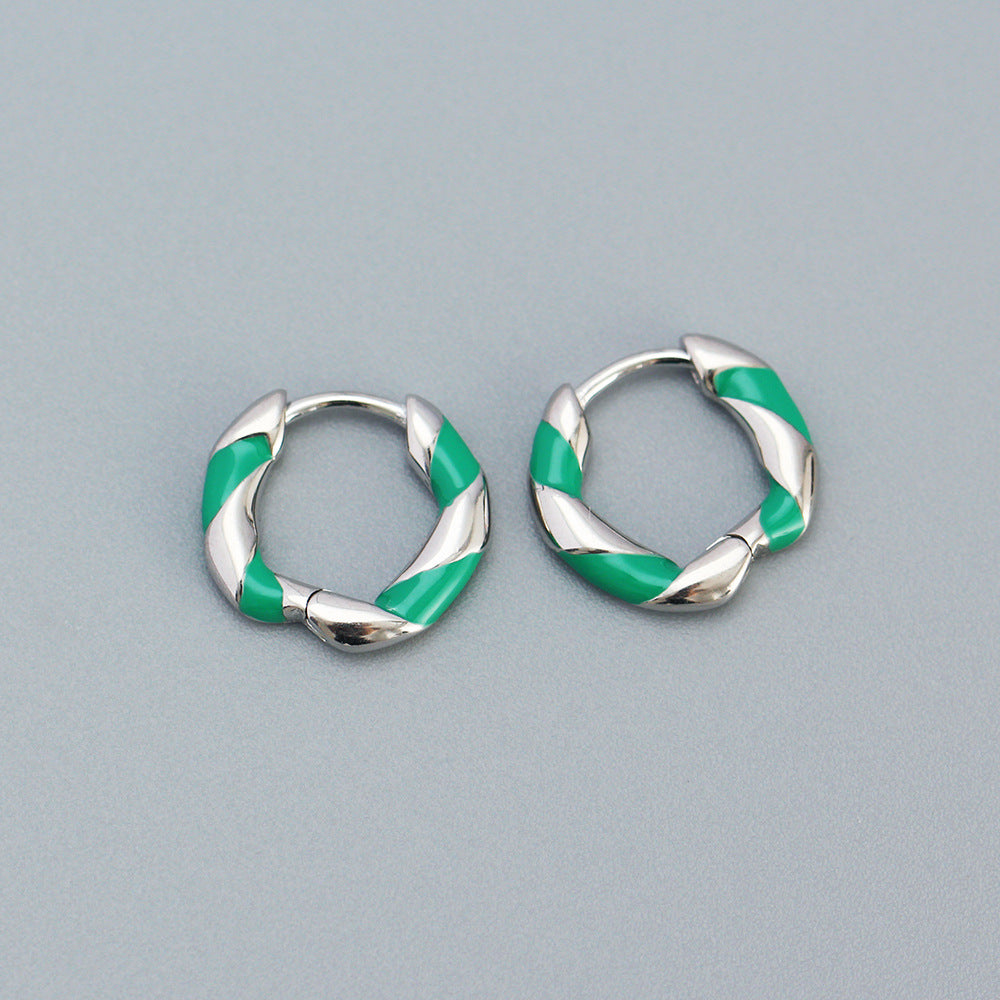Orecchini a Cerchio da Donna in Argento Sterling 925, Smaltati a Olio a Spirale, Dolce, Colorati e Geometrici
