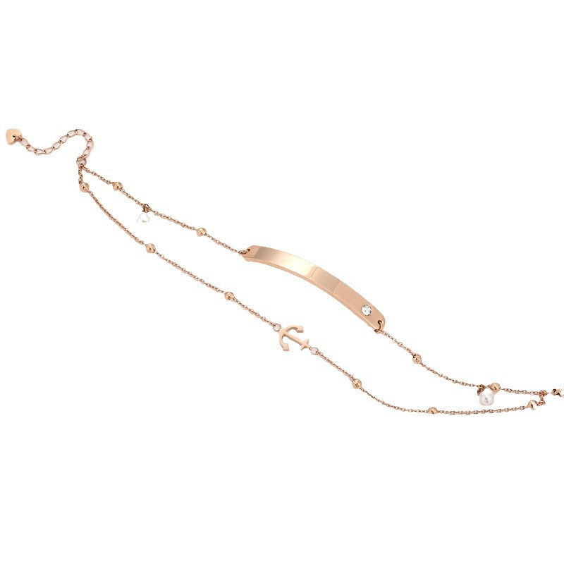 Pulsera de acero de titanio con chapado en oro de 18 quilates, diseño geométrico minimalista de corazón con diamantes de imitación para mujer