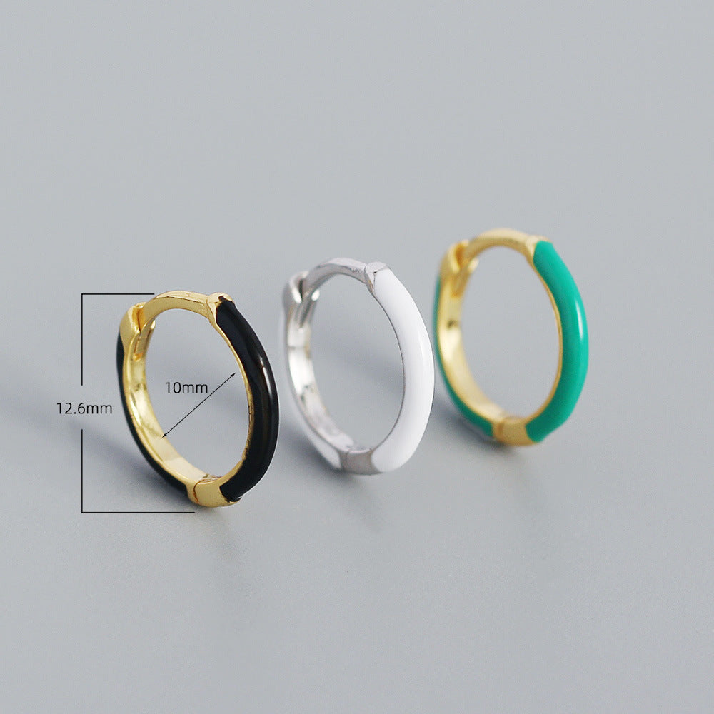 Orecchini a cerchio in argento Sterling S925 geometrici minimalisti rivestiti in resina con finitura premium