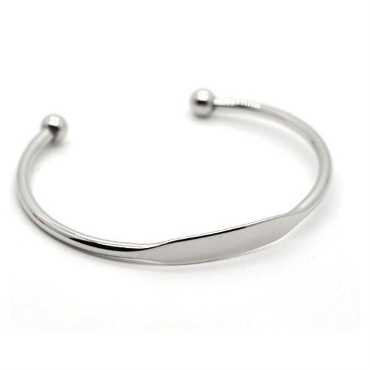 Polished Stainless Steel Round C-Shape Open Bangle Charm Bar