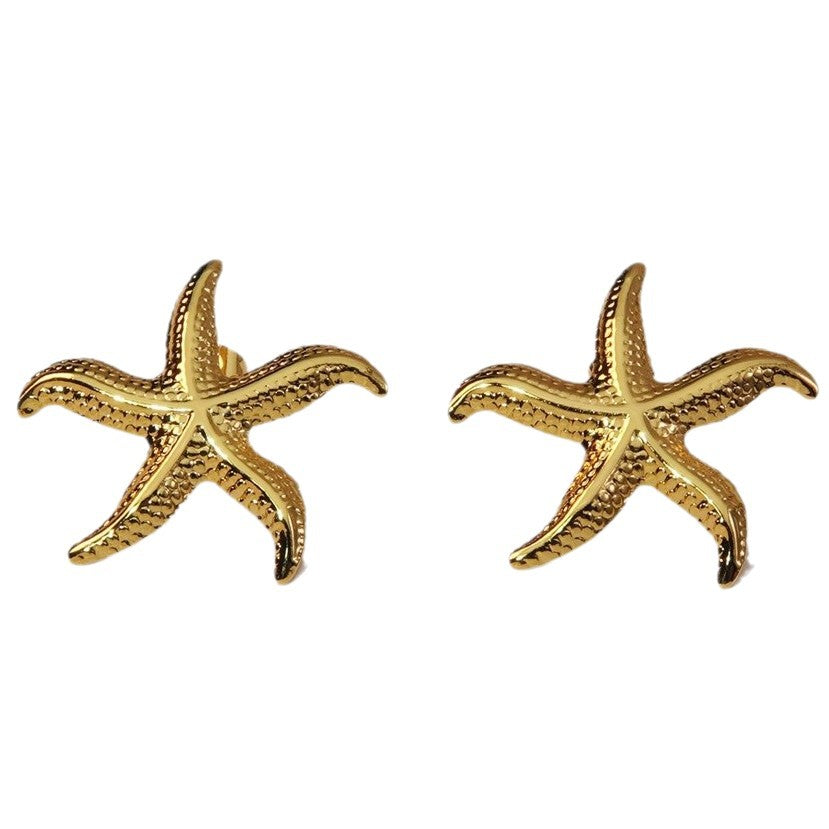 Star Shaped Titanium Steel Plated Stud Earrings for Women