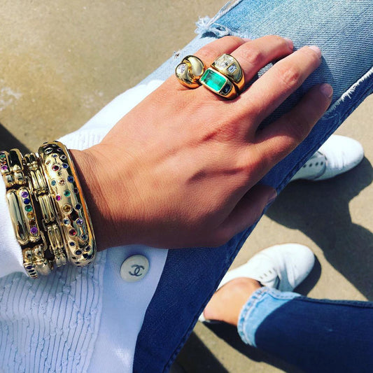 Trendy 18K Gold Plated Titanium Steel Irregular Water Drop Ring with White Zircon for Unisex