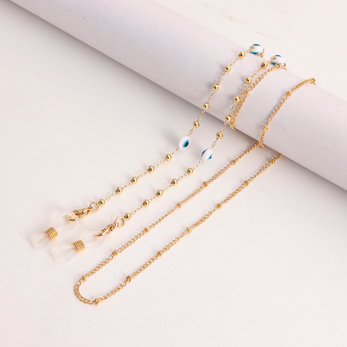 Evil Eye Imitation Pearl Alloy Mask Chain and Eyeglass Chain