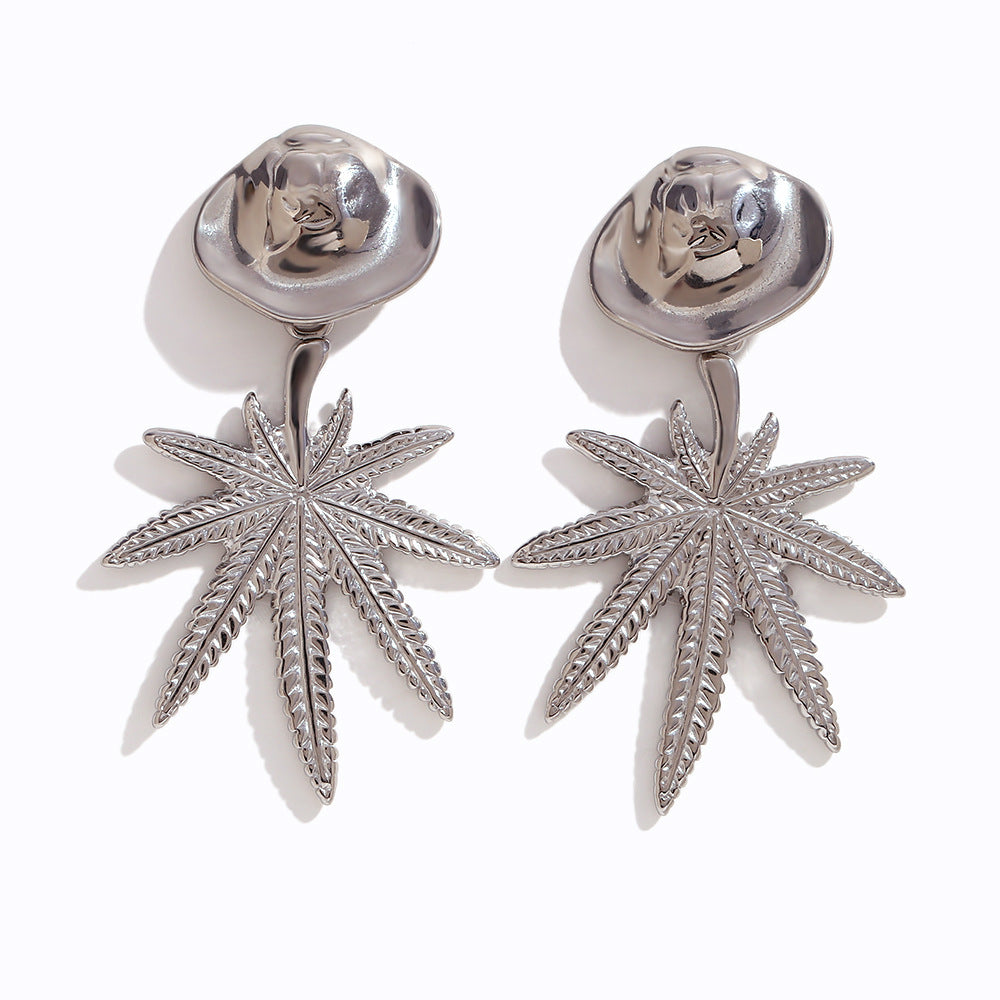 Orecchini Pendenti Minimalisti in Acciaio Inox Placcati Oro 18K a Forma di Cocco Irregolare Geometrico per Donna
