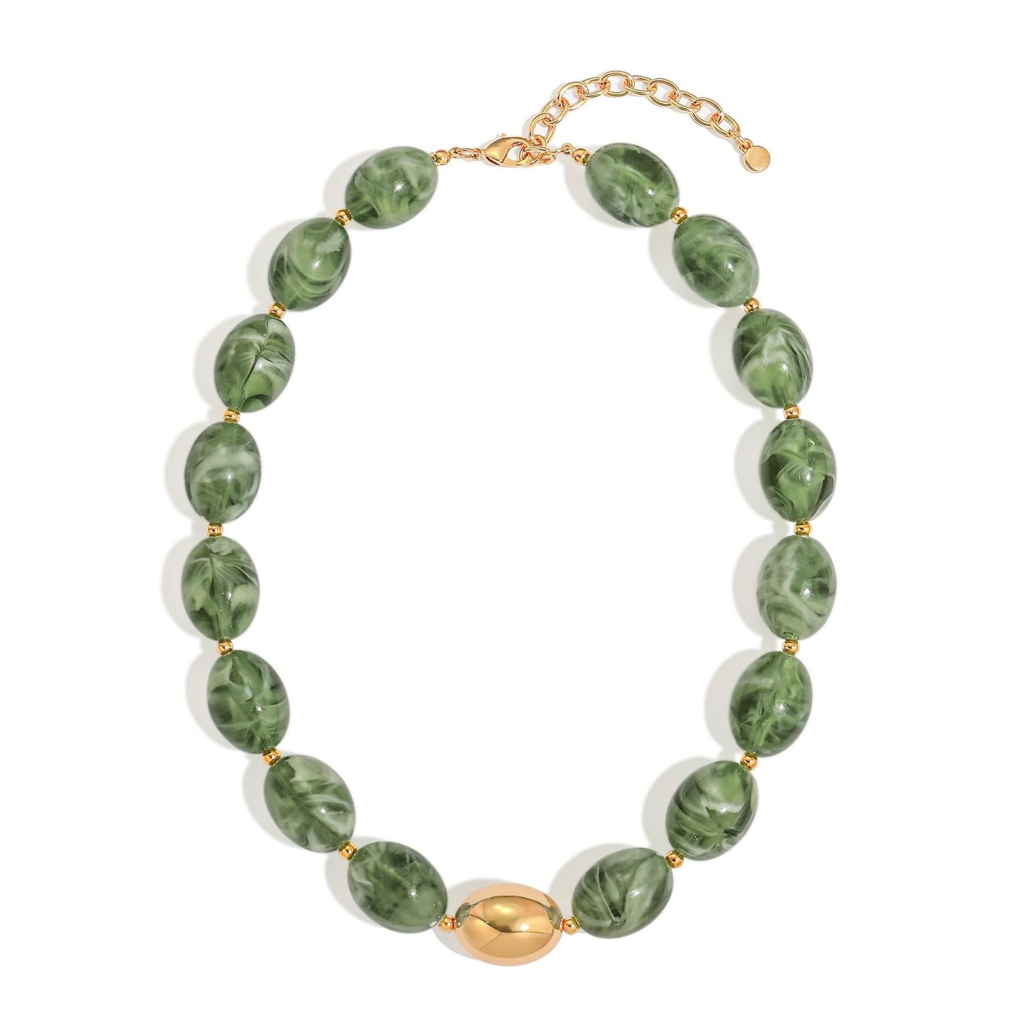 Bohemian Minimalist Geometric Resin Beaded Necklace for Women Casual Cable Chain Choker