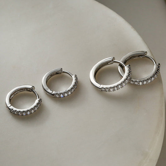 Pendientes Geométricos Minimalistas de Cobre con Baño de Oro Real y Detalles de Zirconia para Mujer