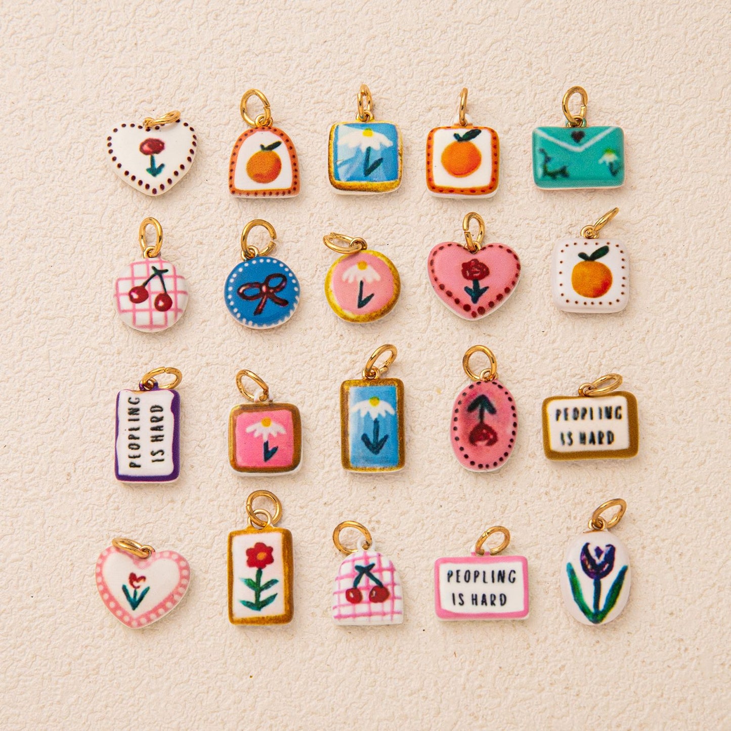 Fashion Plated Brass Floral Heart Letter Fruit Charm Bar DIY Accessories