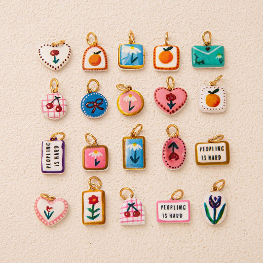 Fashion Plated Brass Floral Heart Letter Fruit Charm Bar DIY Accessories