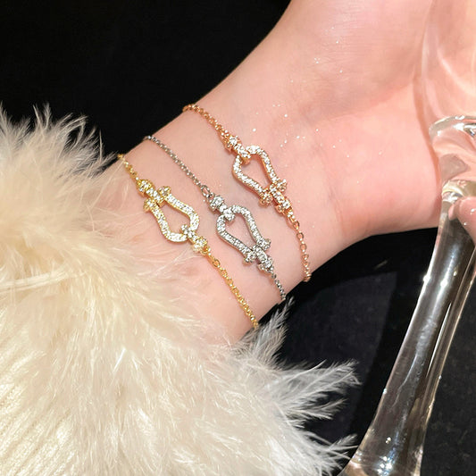 Luxury Minimalist Geometric Brass Bracelet with Cubic Zirconia Inlay for Women