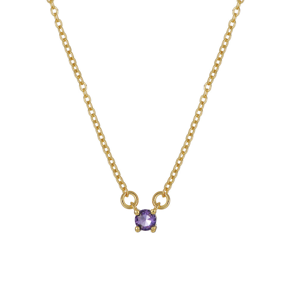 Collana alla moda in rame placcato oro con ciondoli in ametista, smeraldo e zircone, per donna